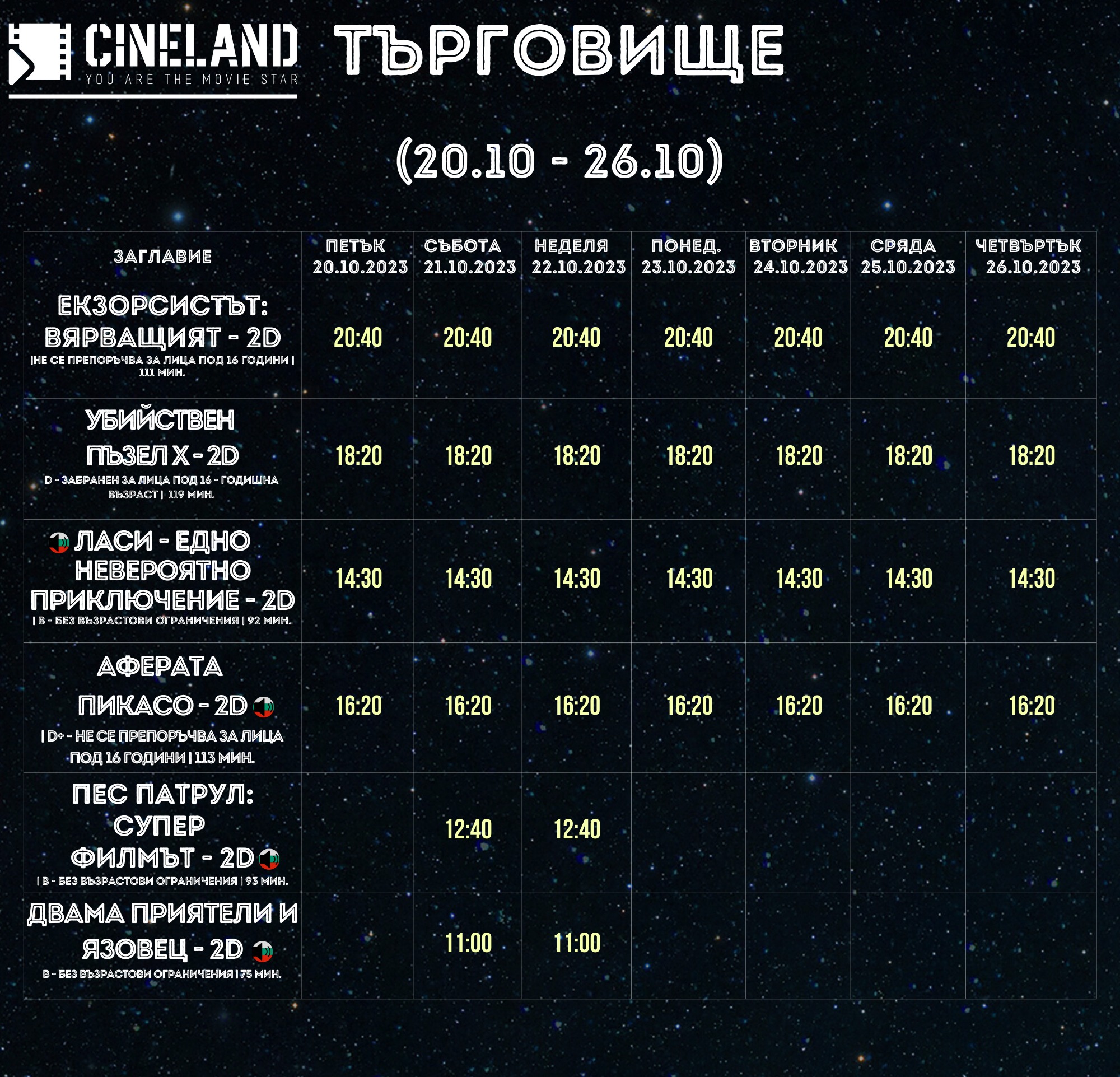 CineLand :      20-26.10.2023