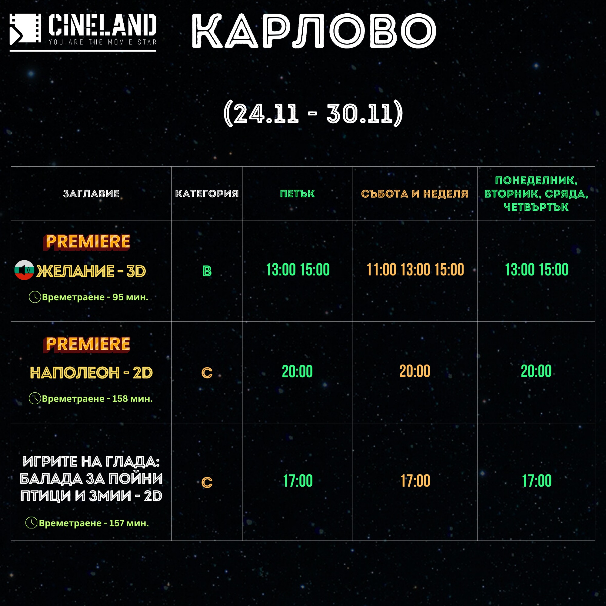 Cineland :      24-30.11.2023 