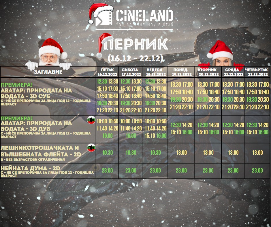 CineLand Перник: Кино програма - 16-22 декември 2022