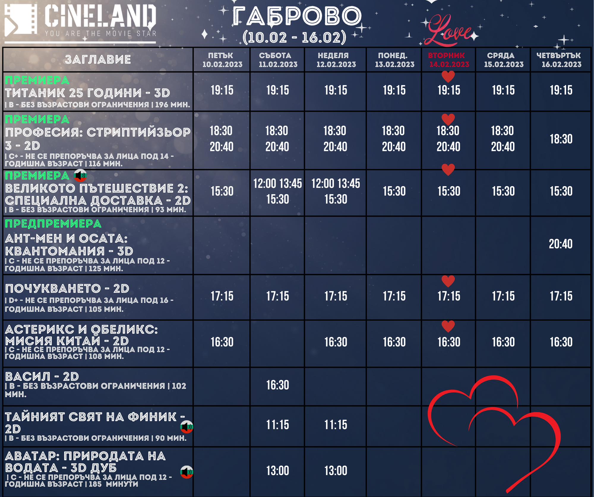 CineLand Габрово: Кино програма - 10-16 февруари 2023